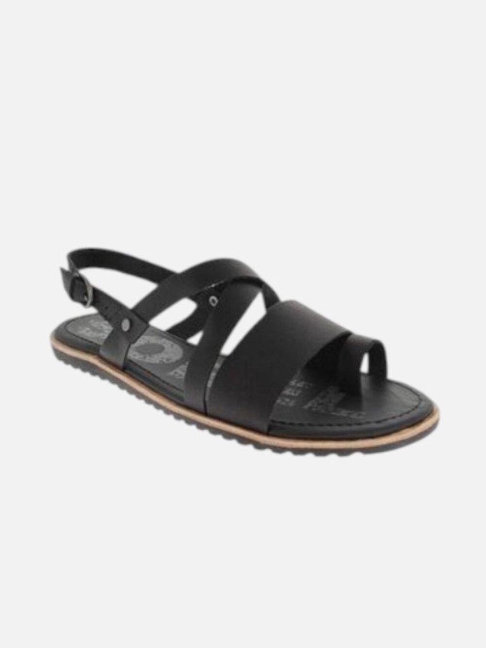 Sorel Ella Criss Cross Sandals Black Leather Toe Loop Womens Sz 11 NL3281-010